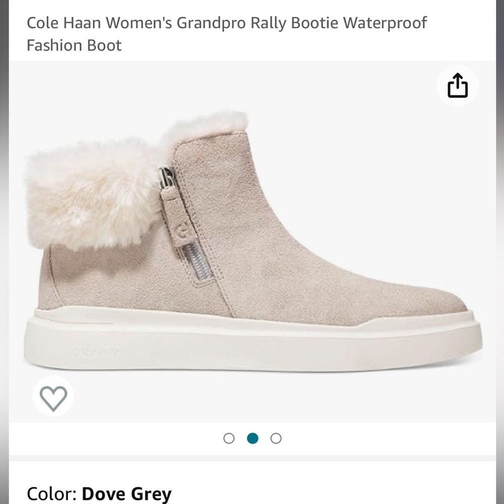 NWT Cole Haan Grandpro Rally Waterproof Bootie Size 9.5 in Dove Grey